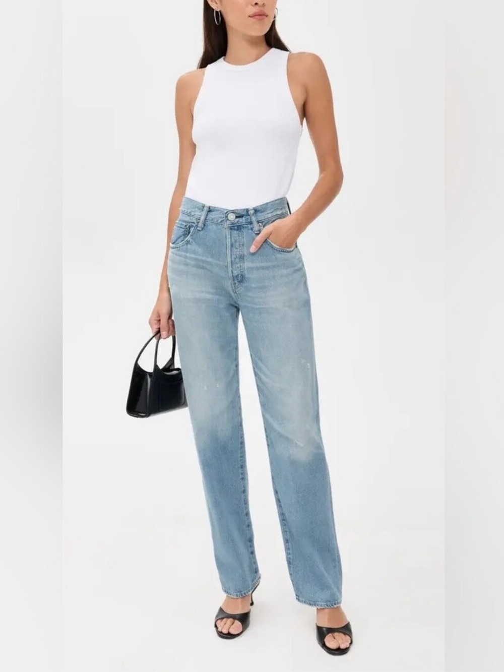 Moussy High Rise Straight Leg Jeans Size 24 light wash